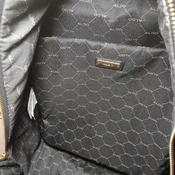 Aldo Black Quilted Backpack with Gold Chain Accent - Picture 6 of 6